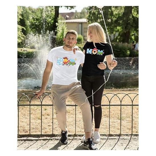 Toy Dad Shirt Toys Mom T-Shirts Funny Mama and Dada Shirts Matching Birthday Top Family Vacation Cartoon Tee