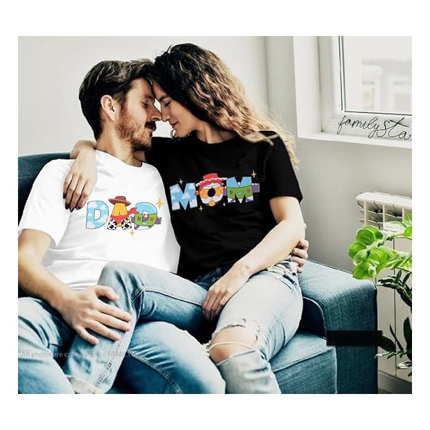 Toy Dad Shirt Toys Mom T-Shirts Funny Mama and Dada Shirts Matching Birthday Top Family Vacation Cartoon Tee