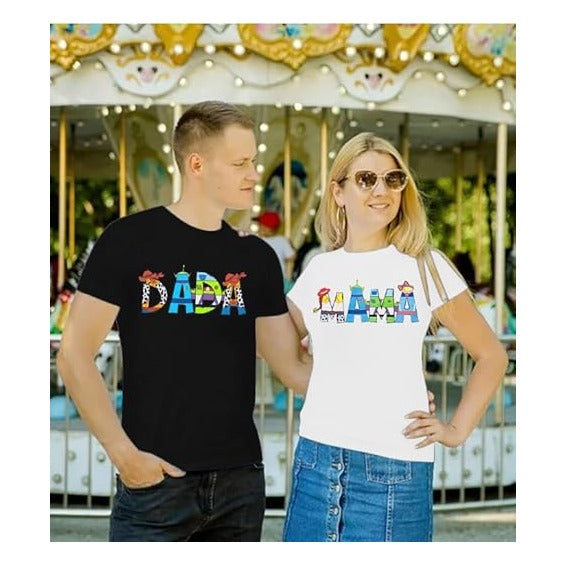 Toy Dad Shirt Toys Mom T-Shirts Funny Mama and Dada Shirts Matching Birthday Top Family Vacation Cartoon Tee