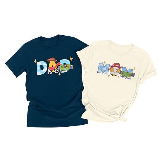 Toy Dad Shirt Toys Mom T-Shirts Funny Mama and Dada Shirts Matching Birthday Top Family Vacation Cartoon Tee