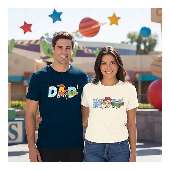 Toy Dad Shirt Toys Mom T-Shirts Funny Mama and Dada Shirts Matching Birthday Top Family Vacation Cartoon Tee