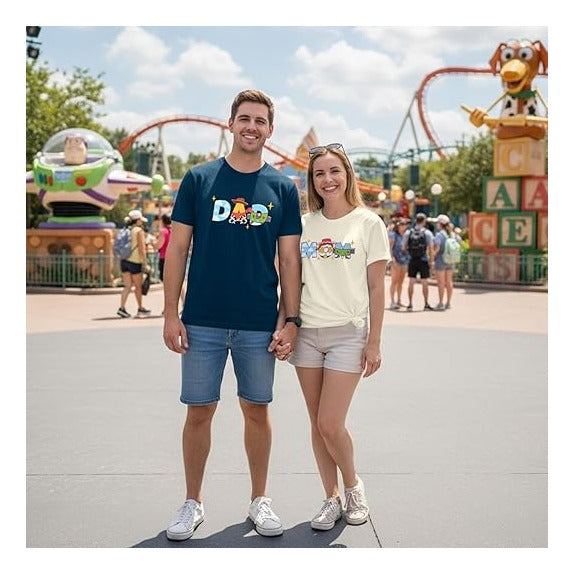 Toy Dad Shirt Toys Mom T-Shirts Funny Mama and Dada Shirts Matching Birthday Top Family Vacation Cartoon Tee
