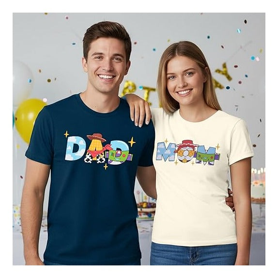 Toy Dad Shirt Toys Mom T-Shirts Funny Mama and Dada Shirts Matching Birthday Top Family Vacation Cartoon Tee