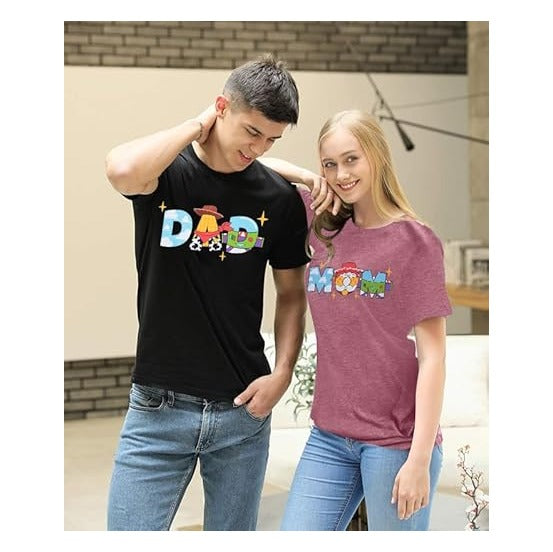 Toy Dad Shirt Toys Mom T-Shirts Funny Mama and Dada Shirts Matching Birthday Top Family Vacation Cartoon Tee