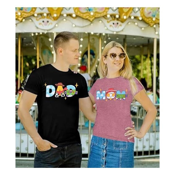 Toy Dad Shirt Toys Mom T-Shirts Funny Mama and Dada Shirts Matching Birthday Top Family Vacation Cartoon Tee