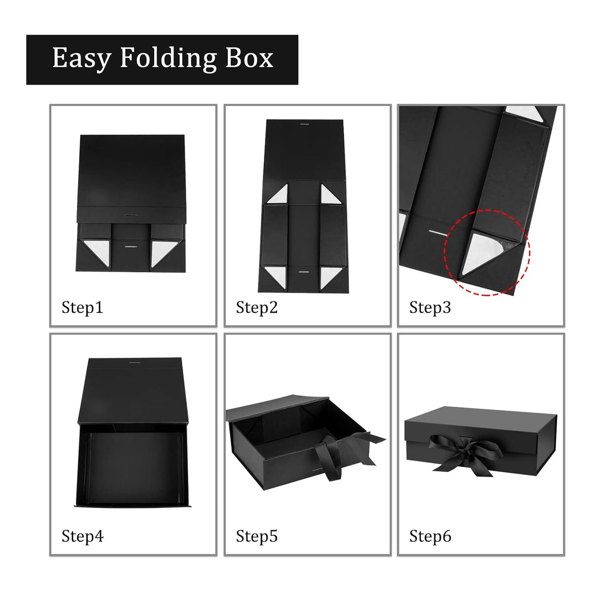 Gift Box with Lid for Presents 10.5x7.5x3.1 Inches with Ribbon and Magnetic Closure