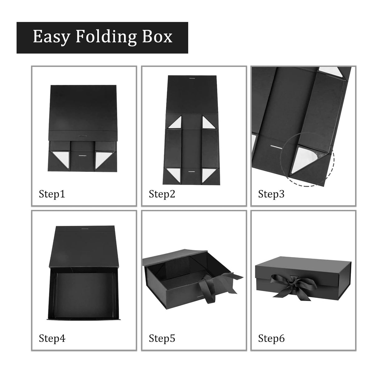 Gift Box with Lid for Presents 10.5x7.5x3.1 Inches with Ribbon and Magnetic Closure