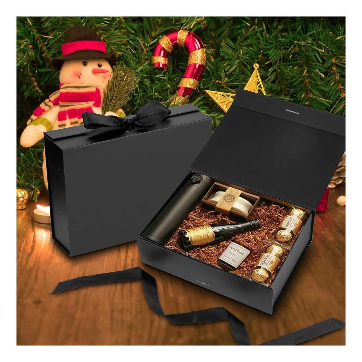 Gift Box with Lid for Presents 10.5x7.5x3.1 Inches with Ribbon and Magnetic Closure