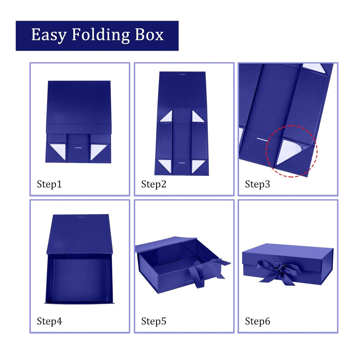 Gift Box with Lid for Presents 10.5x7.5x3.1 Inches with Ribbon and Magnetic Closure