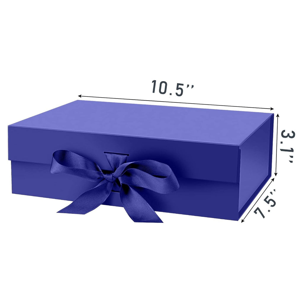 Gift Box with Lid for Presents 10.5x7.5x3.1 Inches with Ribbon and Magnetic Closure