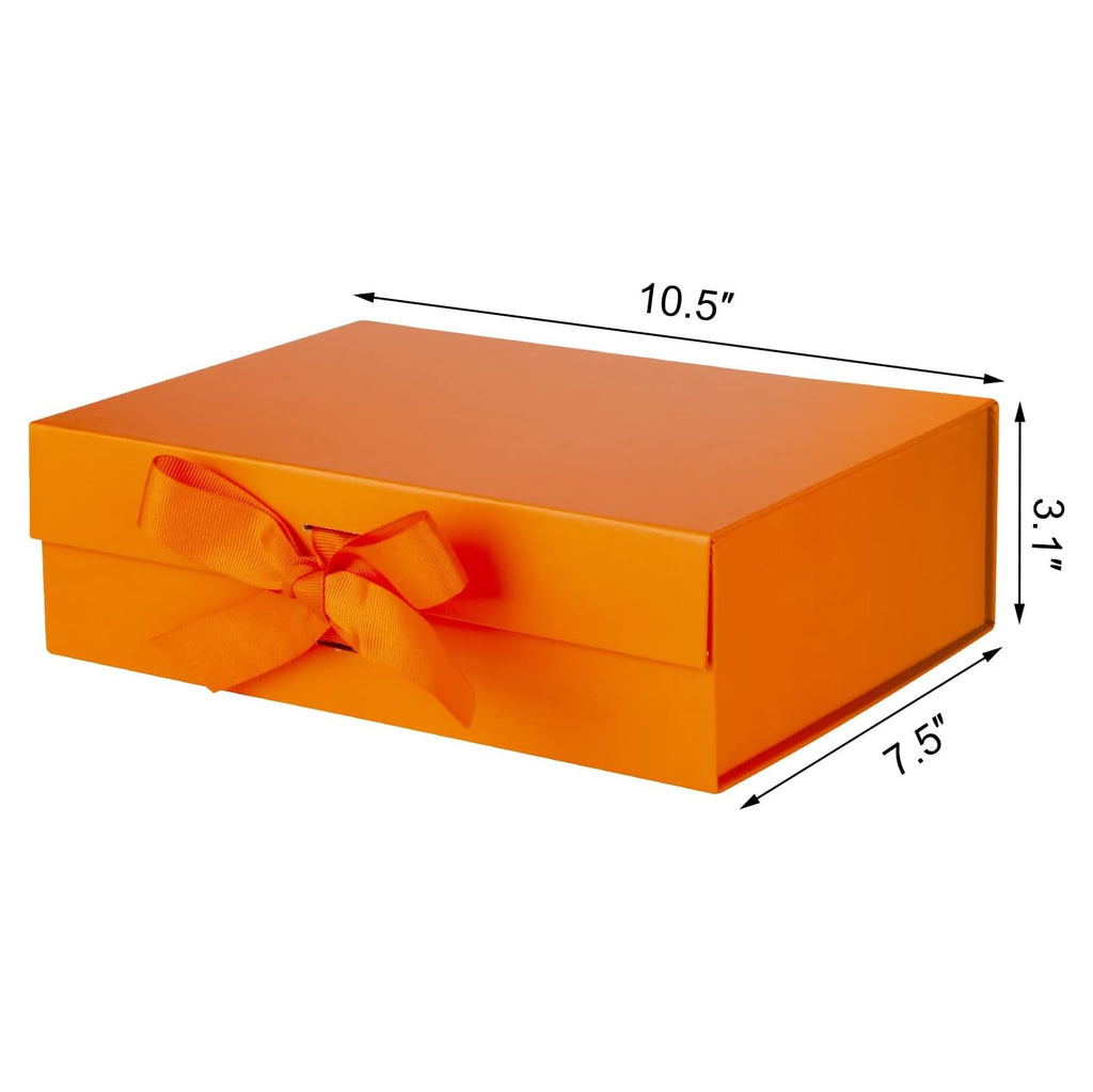 Gift Box with Lid for Presents 10.5x7.5x3.1 Inches with Ribbon and Magnetic Closure