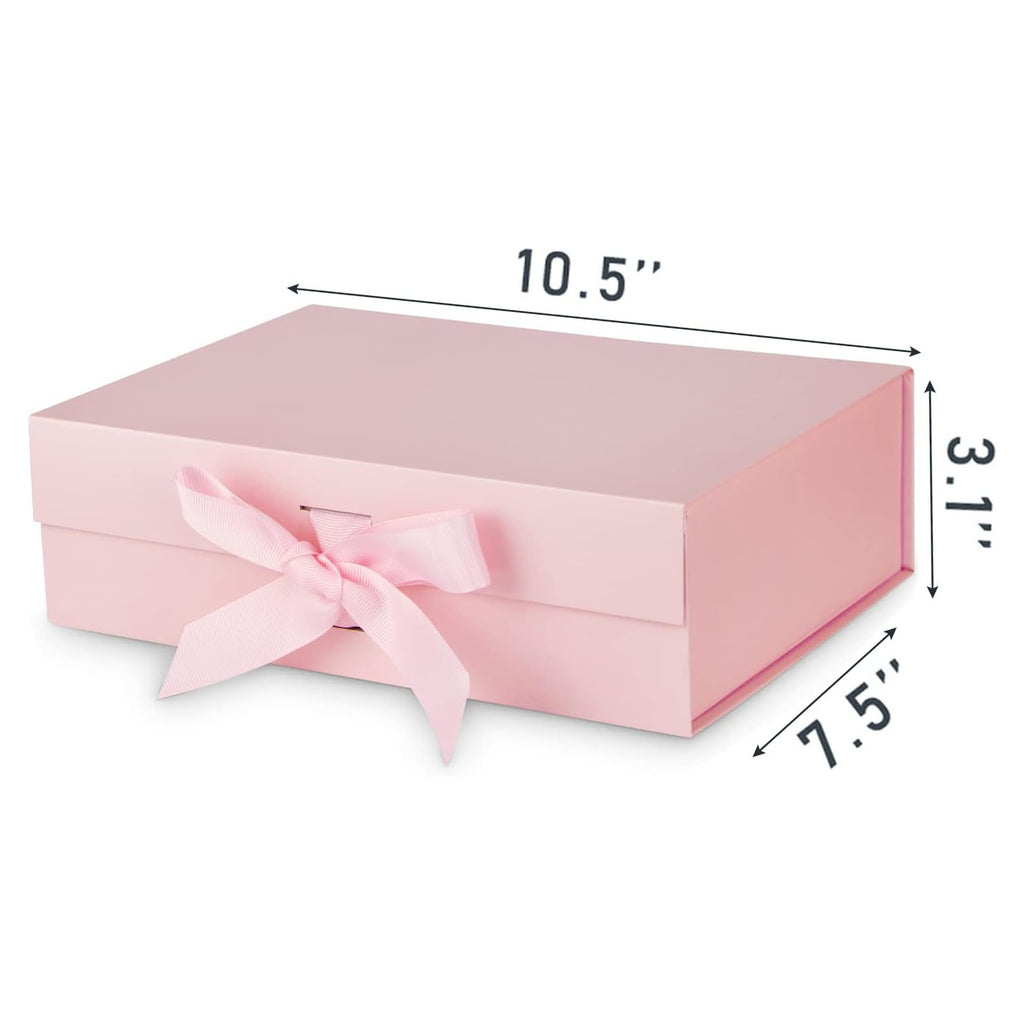 Gift Box with Lid for Presents 10.5x7.5x3.1 Inches with Ribbon and Magnetic Closure