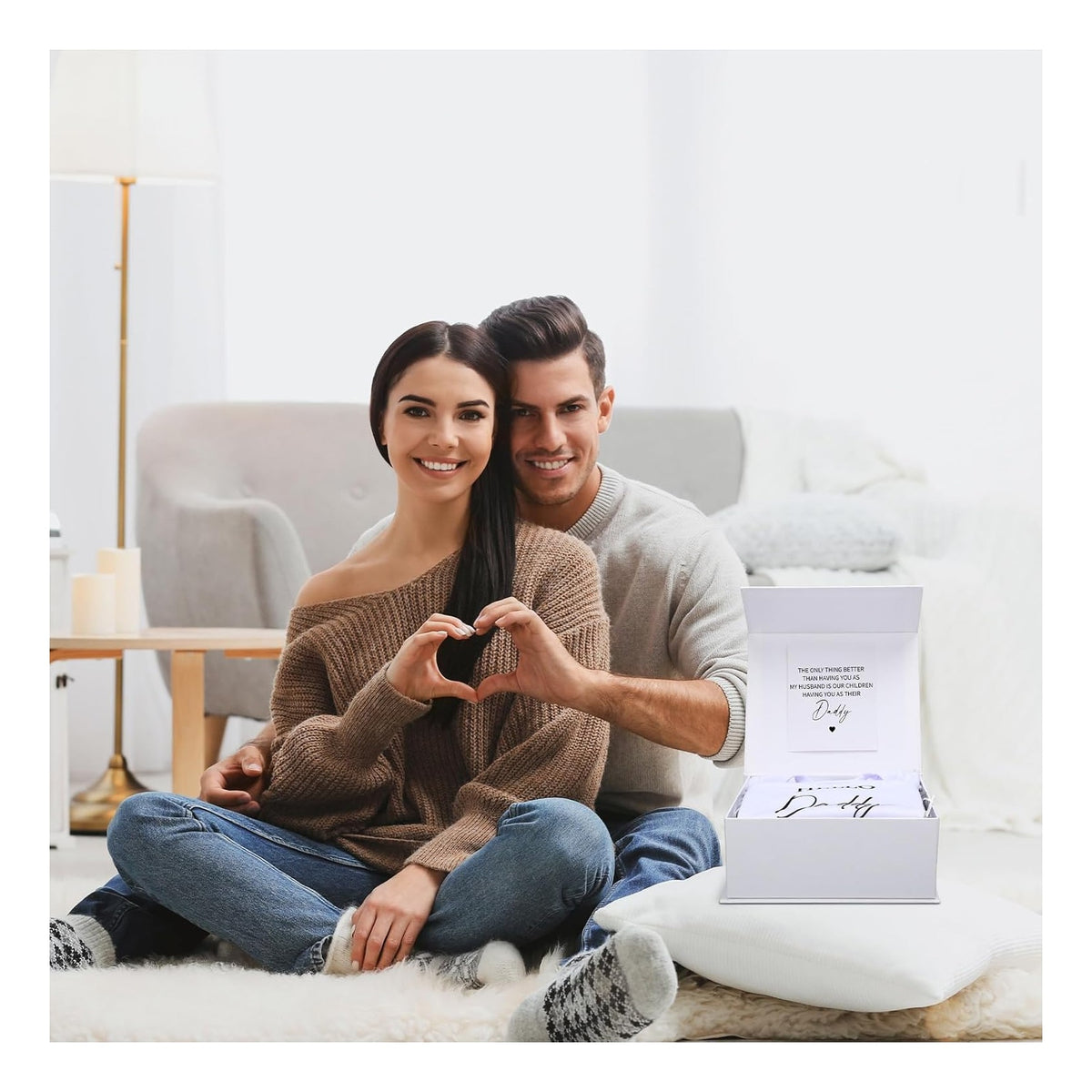 4 Pcs Pregnancy Announcement for Husband, Hello Daddy Baby Bodysuit, Hello Daddy Pregnancy Reveal Card Baby Reveal Gift Box Baby Announcement Gifts Set for Husband Partner
