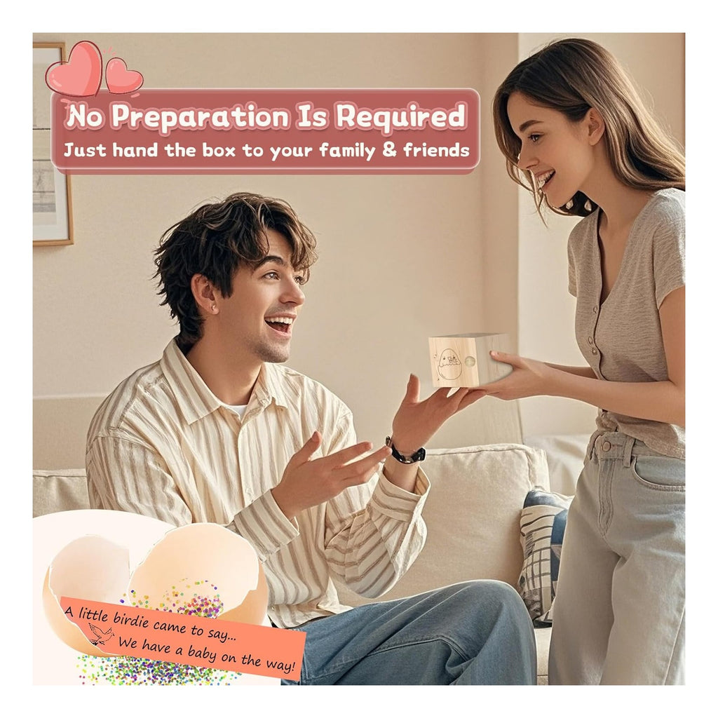 Egg Baby Announcement Reveal Ideas, Surprise Pregnancy Announcement Wood Box for Grandparents Husband Parents Friends, Baby Fun Gifts Box Idea