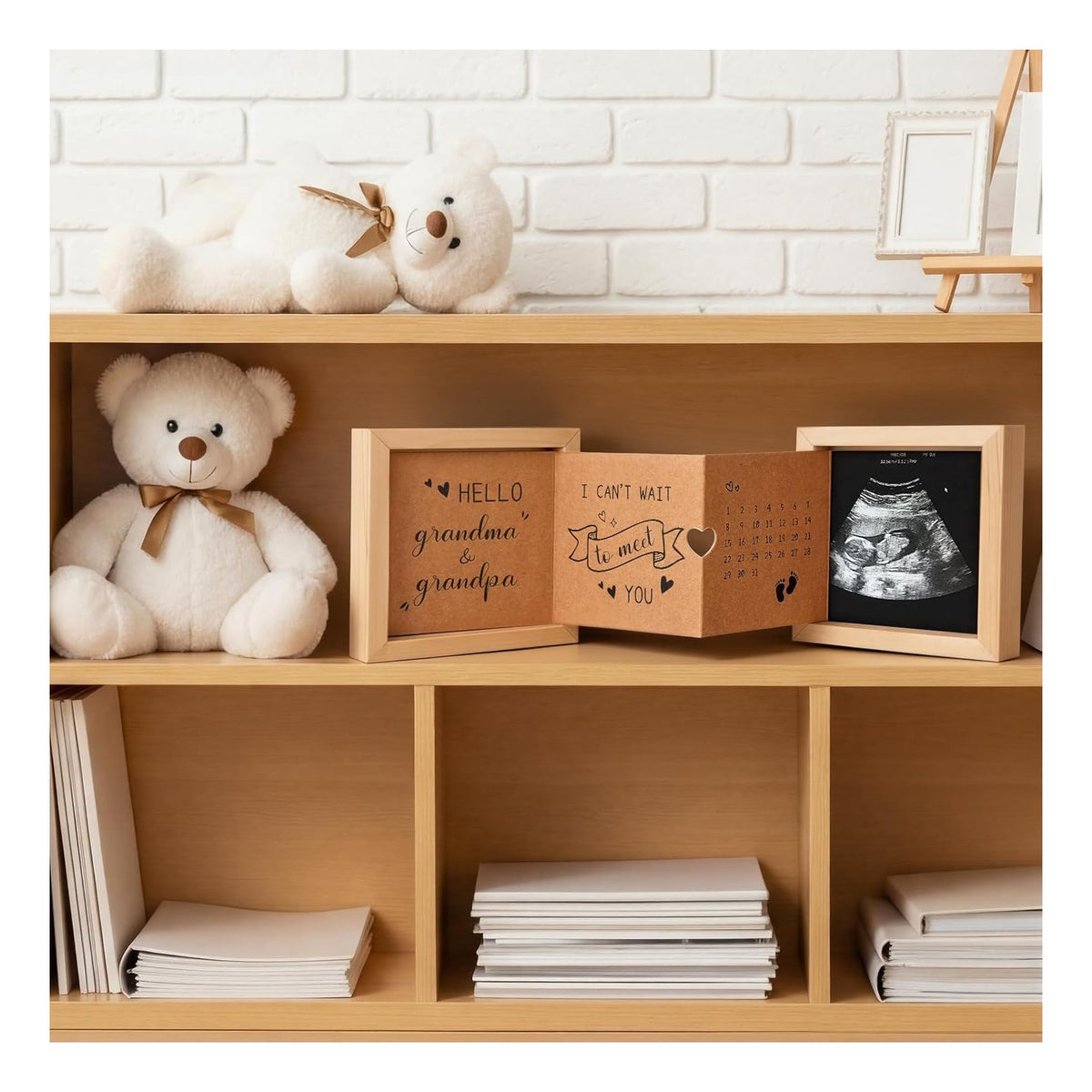 Pregnancy Announcement Box for New Grandparents Baby Announcement Baby Reveal Gift Ideas Wooden Sonogram Picture Frame Keepsake Box First Time Grandparent Gift to Announce Pregnancy Reveal