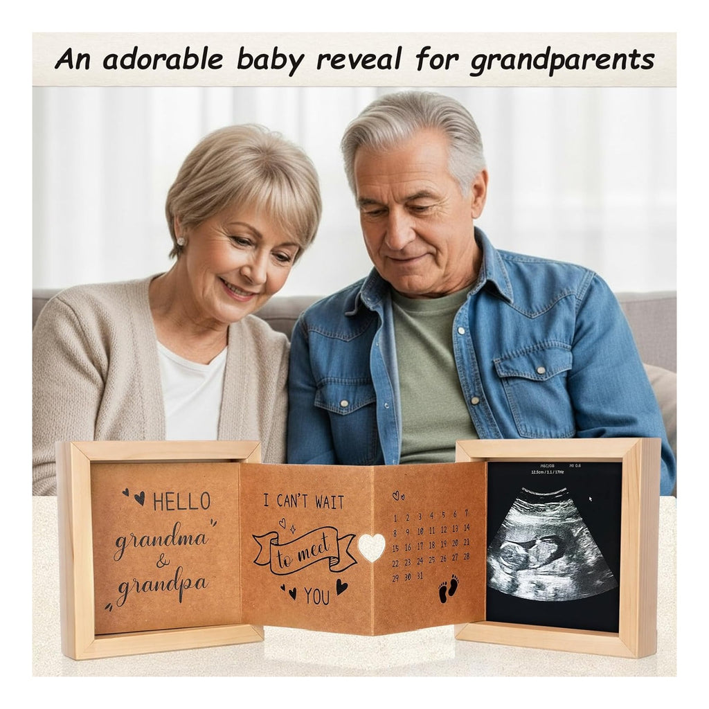 Pregnancy Announcement Box for New Grandparents Baby Announcement Baby Reveal Gift Ideas Wooden Sonogram Picture Frame Keepsake Box First Time Grandparent Gift to Announce Pregnancy Reveal