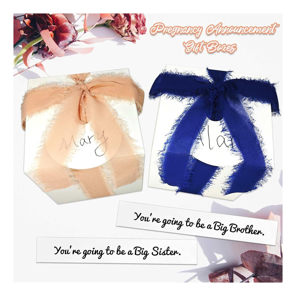 2 Pregnancy Announcement Boxes Pop Balloon with Message Baby Pregnancy Reveal Gift Box Surprise Baby Announcement Ideas for Grandparents Dad Children Friends
