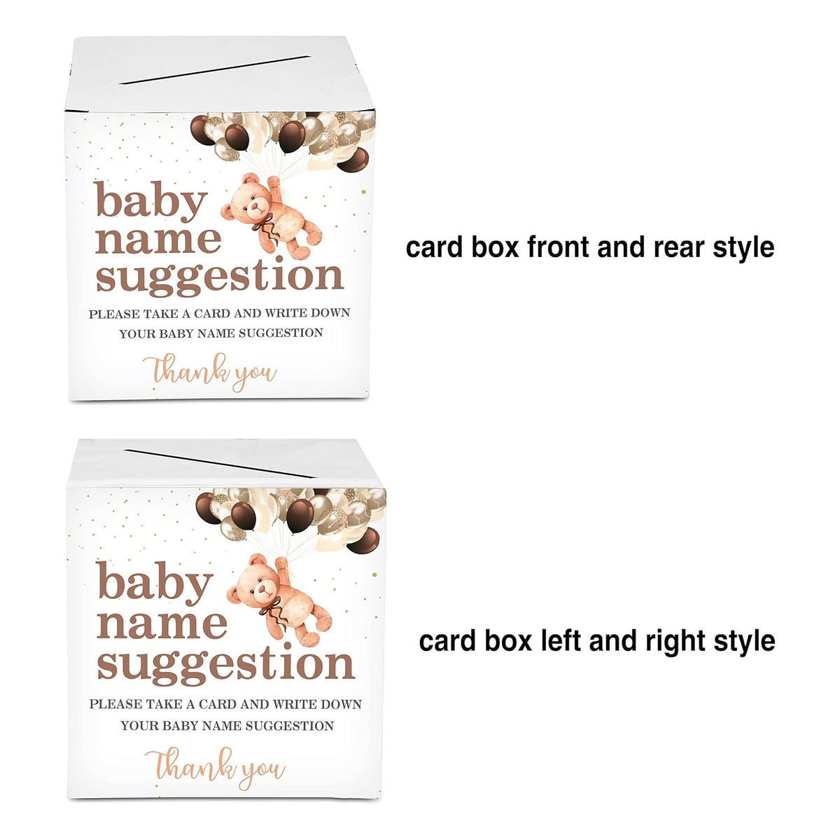 Name Suggestion Tickets For Baby Shower, Little Bear Balloon Themed Baby Shower Card Box and Advice Cards, Party Games Decorations Supplies, 1 Name Suggestion Card Collection Box & 50 Cards