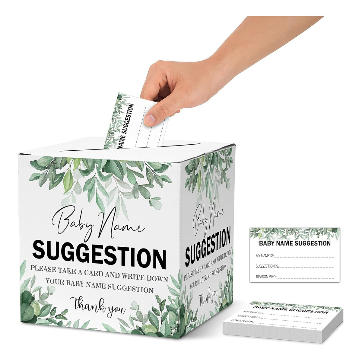 Name Suggestion Tickets For Baby Shower, Little Bear Balloon Themed Baby Shower Card Box and Advice Cards, Party Games Decorations Supplies, 1 Name Suggestion Card Collection Box & 50 Cards