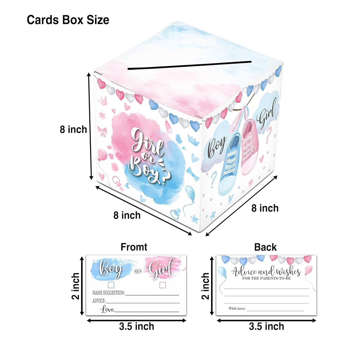 Name Suggestion Tickets For Baby Shower, Little Bear Balloon Themed Baby Shower Card Box and Advice Cards, Party Games Decorations Supplies, 1 Name Suggestion Card Collection Box & 50 Cards