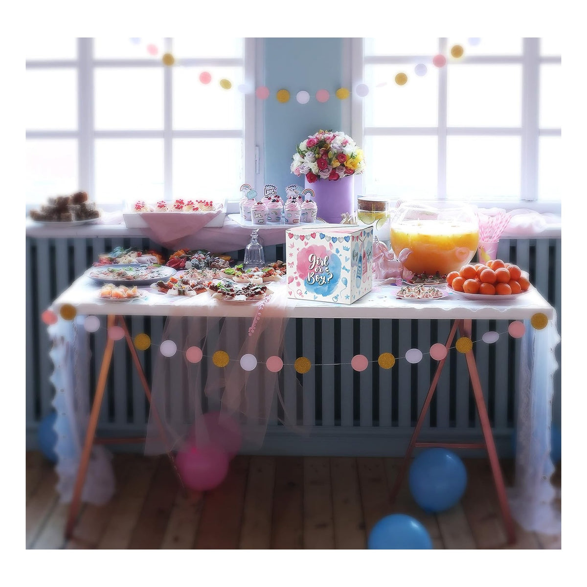 Name Suggestion Tickets For Baby Shower, Little Bear Balloon Themed Baby Shower Card Box and Advice Cards, Party Games Decorations Supplies, 1 Name Suggestion Card Collection Box & 50 Cards