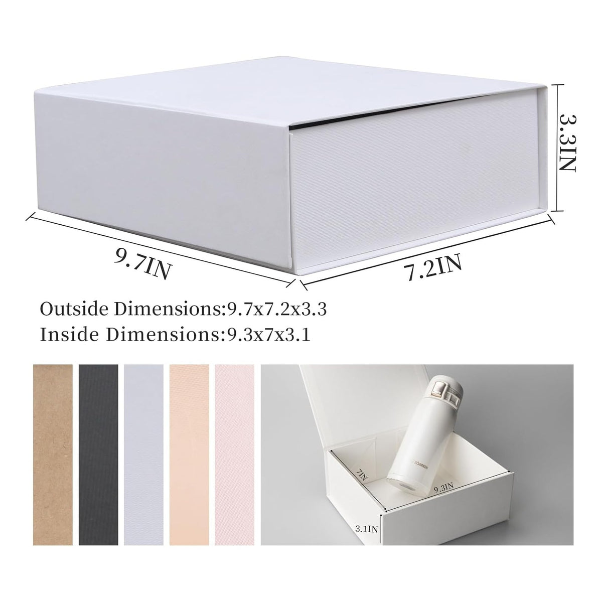 White Gift Box with Lids,9.7x7.2x3.3 Inch Gift Boxes for Presents,Magnetic Closure boxes for Wedding,Birthday,Graduation Packaging