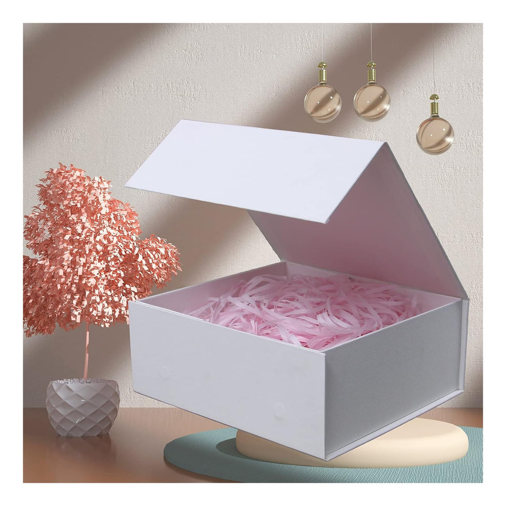 White Gift Box with Lids,9.7x7.2x3.3 Inch Gift Boxes for Presents,Magnetic Closure boxes for Wedding,Birthday,Graduation Packaging