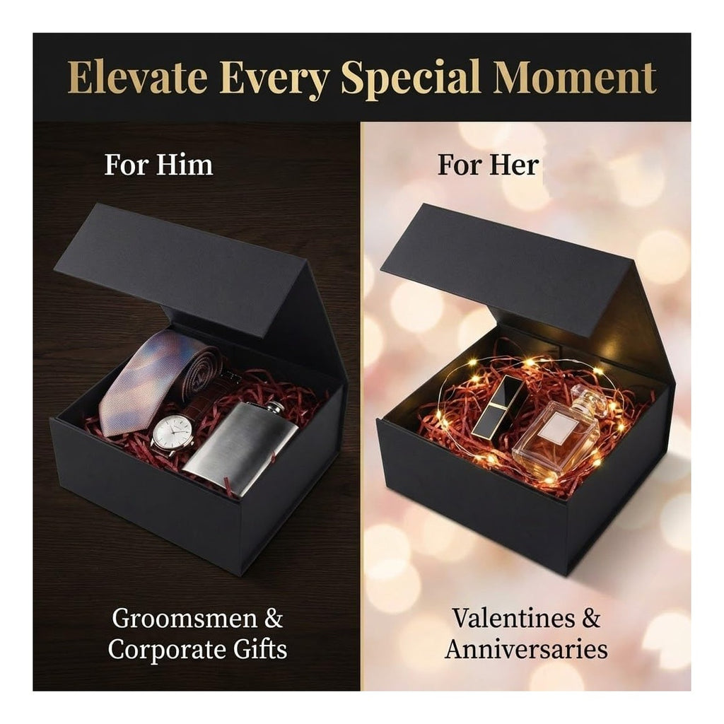 Empty gift box Small Black 9.7x7.2x3.3 Inch Gift Boxes with Lid Groomsmen Graduation decorative boxes with lids Halloween,Christmas,Valentine's Day,gifts for women