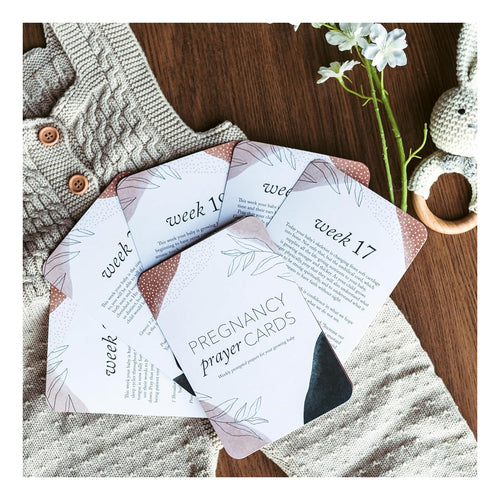 20 Pregnancy Prayer Cards – Warm Weekly Prayer, Bible Verse Pregnancy Affirmation Cards w/Stand - 42 Weeks Postpartum Gifts for New Mom