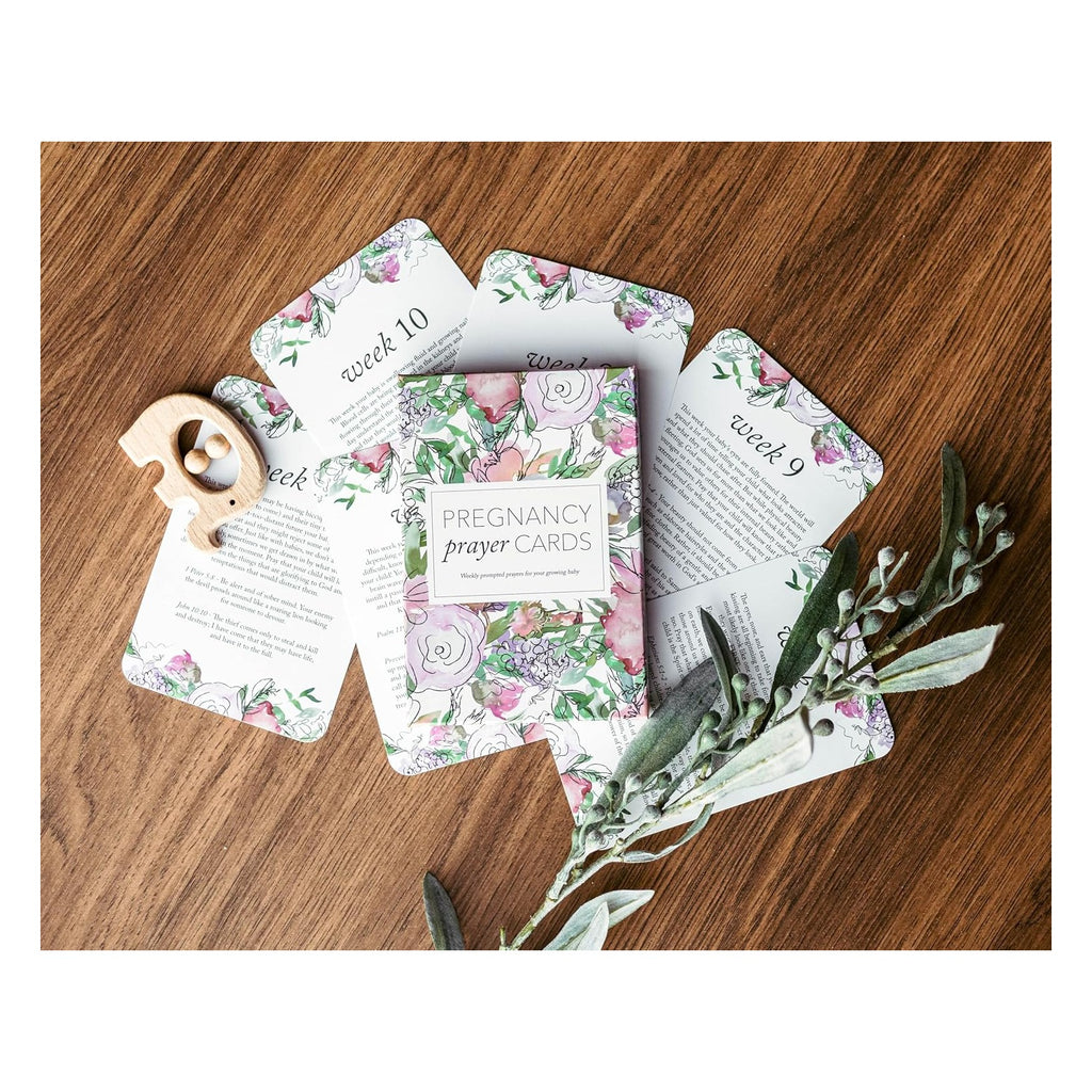 20 Pregnancy Prayer Cards – Warm Weekly Prayer, Bible Verse Pregnancy Affirmation Cards w/Stand - 42 Weeks Postpartum Gifts for New Mom