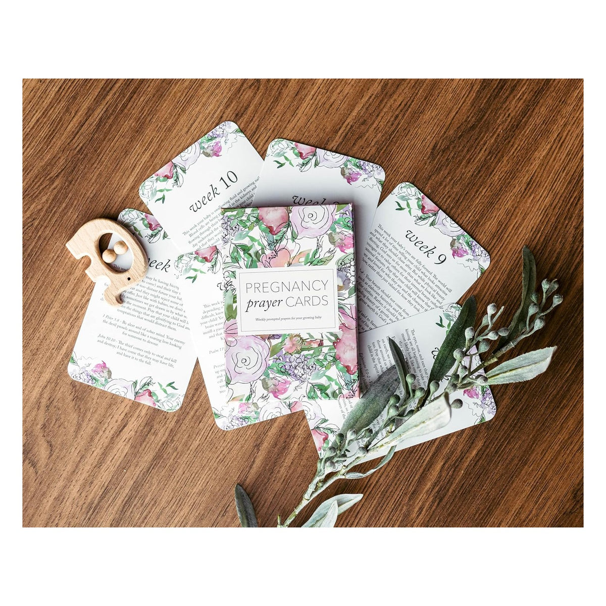 20 Pregnancy Prayer Cards – Warm Weekly Prayer, Bible Verse Pregnancy Affirmation Cards w/Stand - 42 Weeks Postpartum Gifts for New Mom