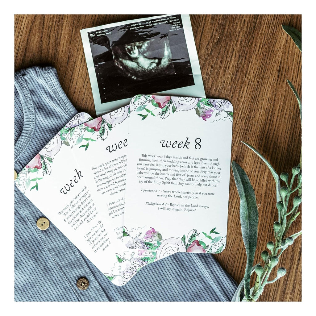 20 Pregnancy Prayer Cards – Warm Weekly Prayer, Bible Verse Pregnancy Affirmation Cards w/Stand - 42 Weeks Postpartum Gifts for New Mom