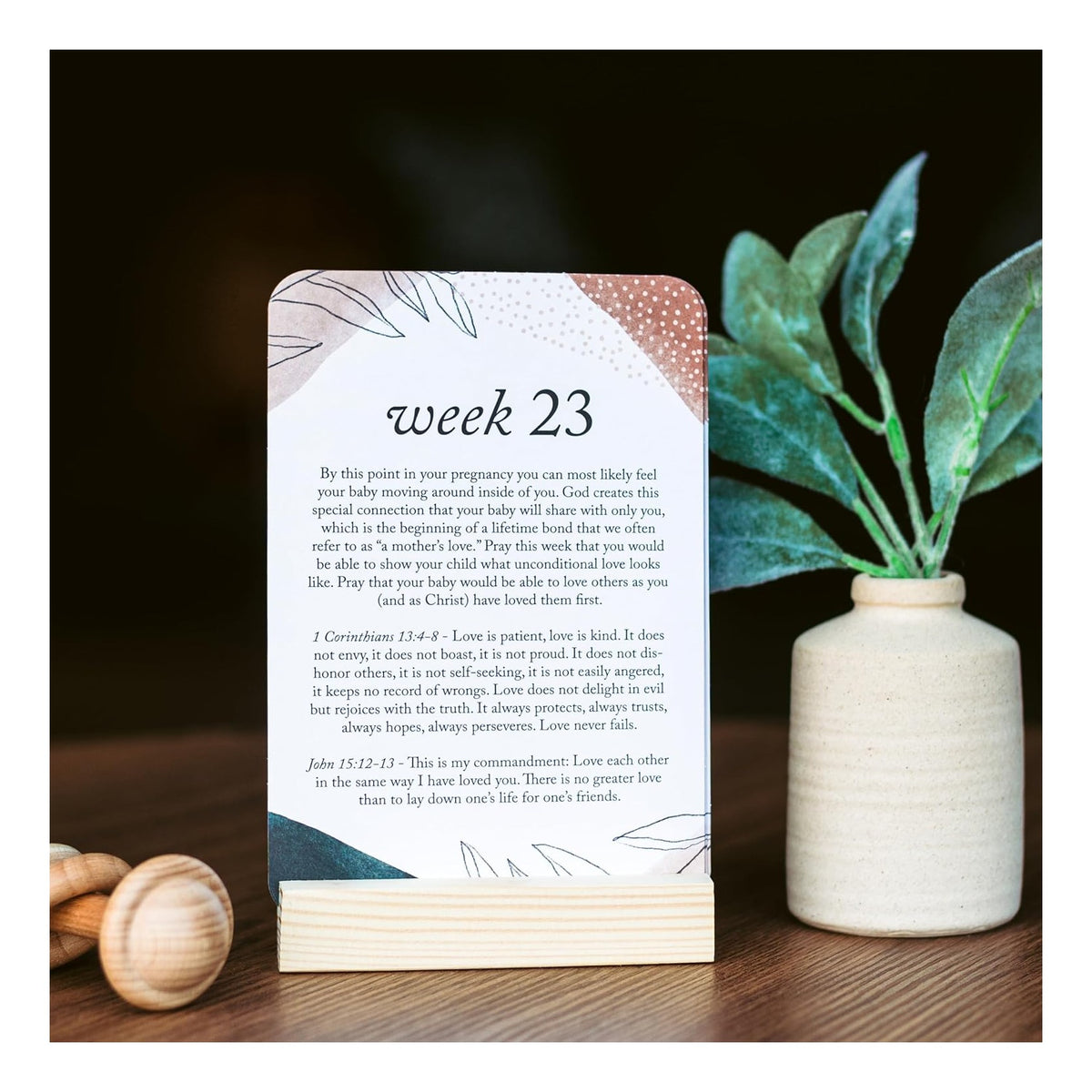 20 Pregnancy Prayer Cards – Warm Weekly Prayer, Bible Verse Pregnancy Affirmation Cards w/Stand - 42 Weeks Postpartum Gifts for New Mom )