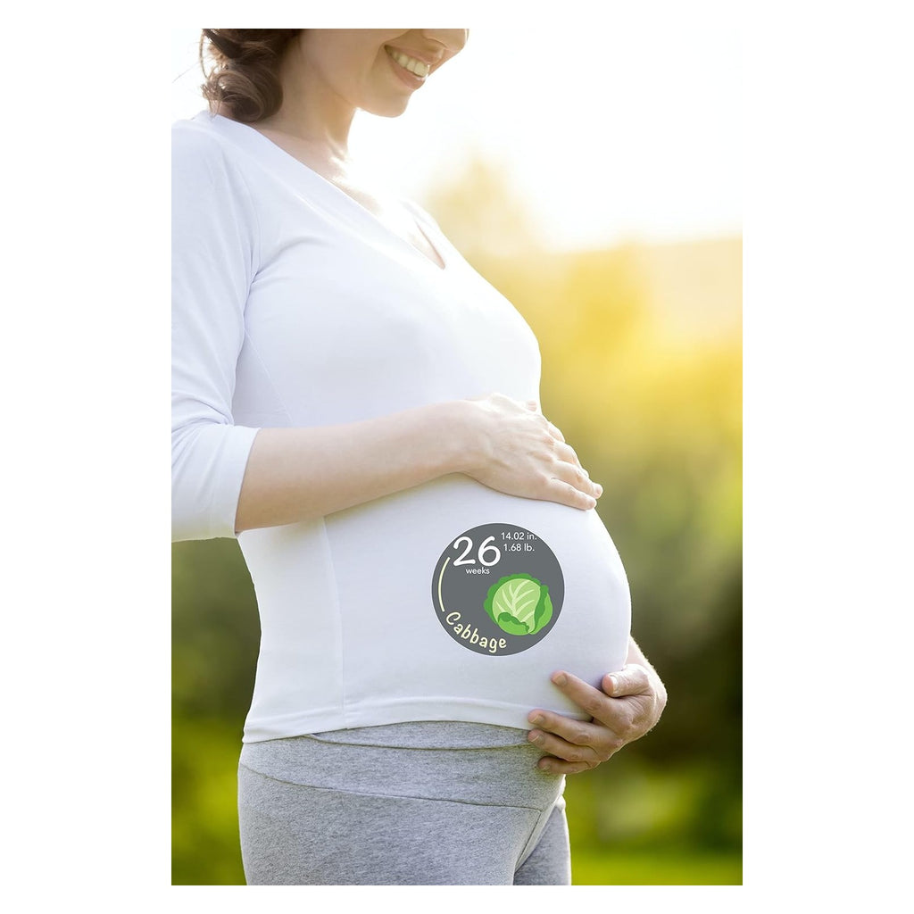 Stickers - 40 Weekly Pregnancy Tracking Stickers – Week 5 to 40 + 4 Bonus – Pregnancy Photo Prop – Fruit 3.93 Inch