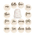 7 Pack 3D Baby Monthly Milestone Card Signs Baby Announcement Sign Double Sided Hello World Newborn Signs Wooden Circles Discs for Welcome Newborn Boy Girl Photo Props