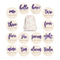 7 Pack 3D Baby Monthly Milestone Card Signs Baby Announcement Sign Double Sided Hello World Newborn Signs Wooden Circles Discs for Welcome Newborn Boy Girl Photo Props