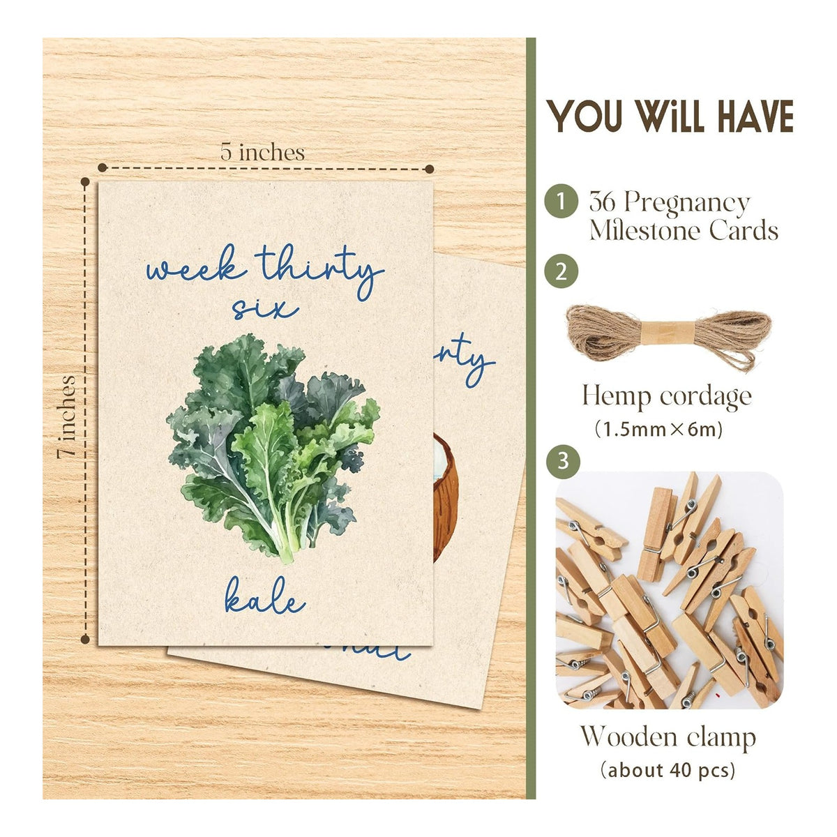 Locally Grown Baby Shower Decorations-36 Pcs Pregnancy Milestone Cards,Locally Grown Farmers Market Themed Party Decorations, Fruits And Vegetables To Track Baby Growth, Weekly Baby Size Cards For Pregnancy Announcement Photos