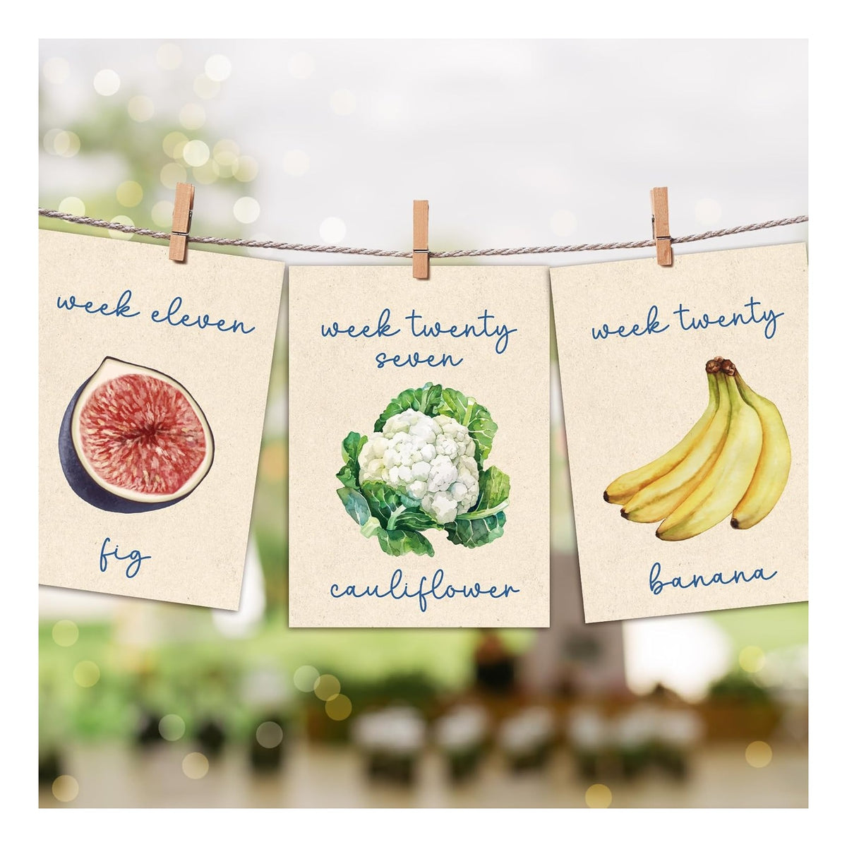 Locally Grown Baby Shower Decorations-36 Pcs Pregnancy Milestone Cards,Locally Grown Farmers Market Themed Party Decorations, Fruits And Vegetables To Track Baby Growth, Weekly Baby Size Cards For Pregnancy Announcement Photos