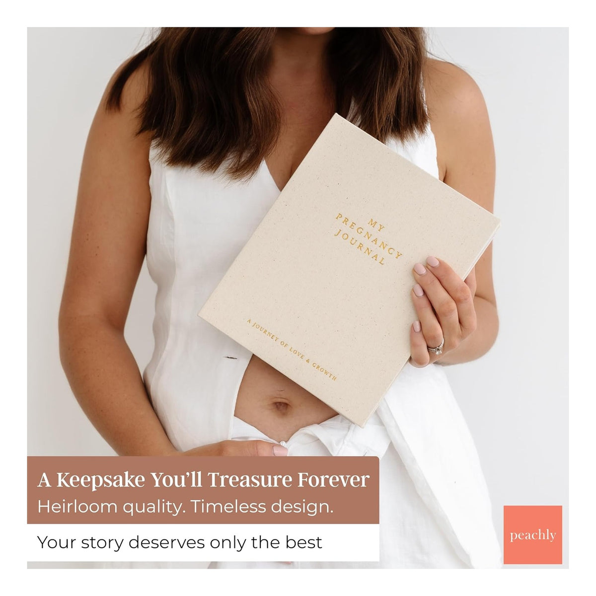 Pregnancy Journal - Linen Pregnancy Book to Capture Every Milestone - Pregnancy Must Haves - Baby Book Keepsake Pregnancy Journals For First Time Moms and Experienced Moms