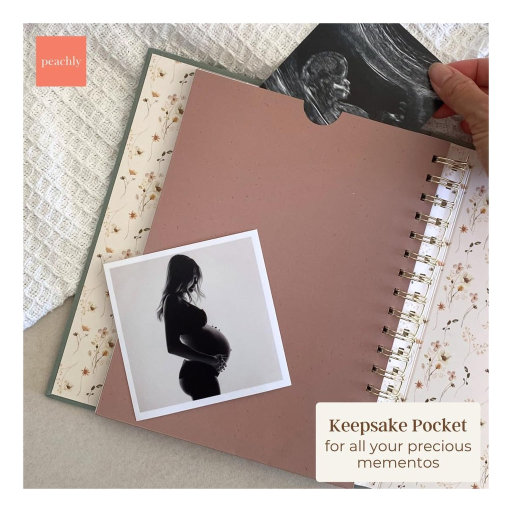 Pregnancy Journal - Linen Pregnancy Book to Capture Every Milestone - Pregnancy Must Haves - Baby Book Keepsake Pregnancy Journals For First Time Moms and Experienced Moms