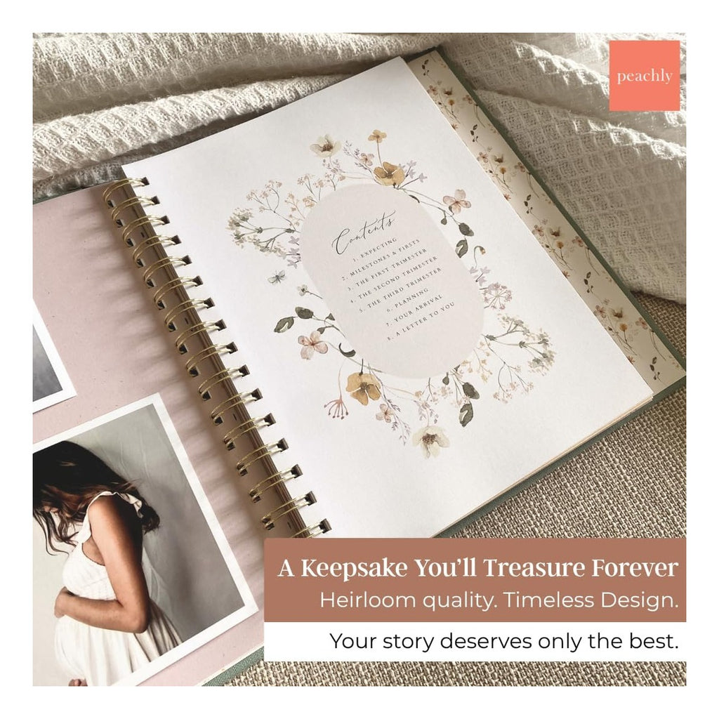 Pregnancy Journal - Linen Pregnancy Book to Capture Every Milestone - Pregnancy Must Haves - Baby Book Keepsake Pregnancy Journals For First Time Moms and Experienced Moms