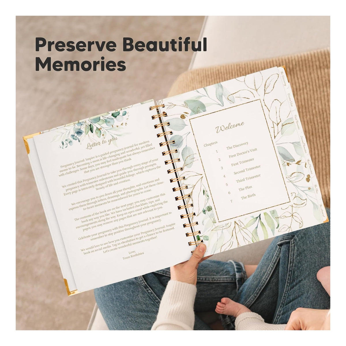 Pregnancy Journal for First Time Moms Gifts - 90 Pages Hardcover Pregnancy Memory Book, Beautiful & Cute Baby Book Keepsake, Ultrasound Baby Scrapbook, Mom To Be Gift