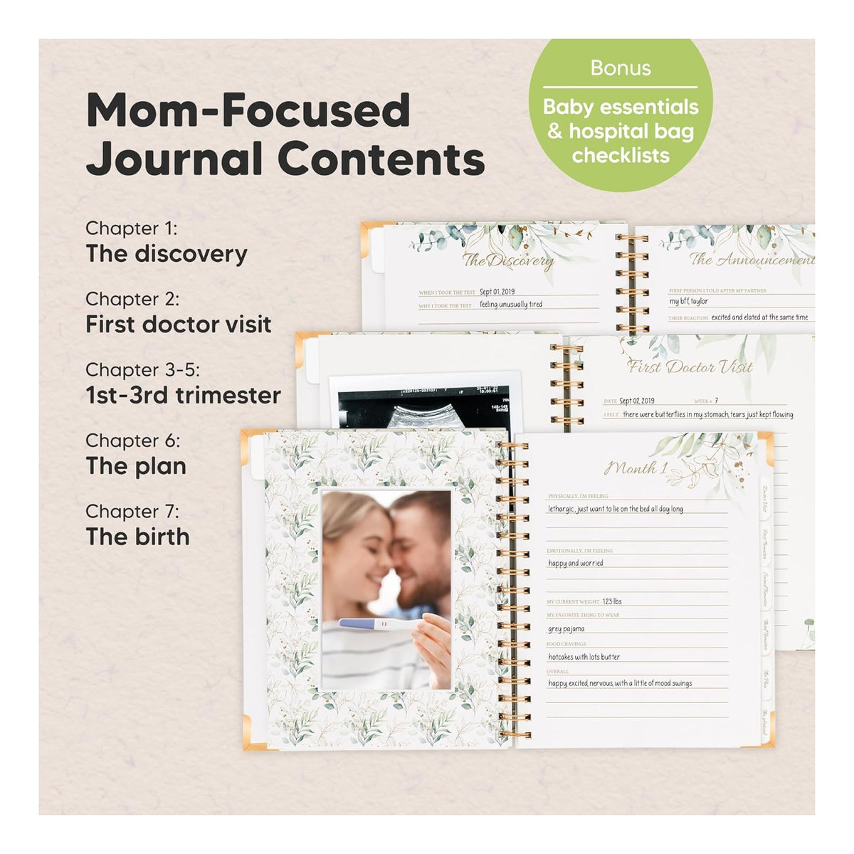 Pregnancy Journal for First Time Moms Gifts - 90 Pages Hardcover Pregnancy Memory Book, Beautiful & Cute Baby Book Keepsake, Ultrasound Baby Scrapbook, Mom To Be Gift