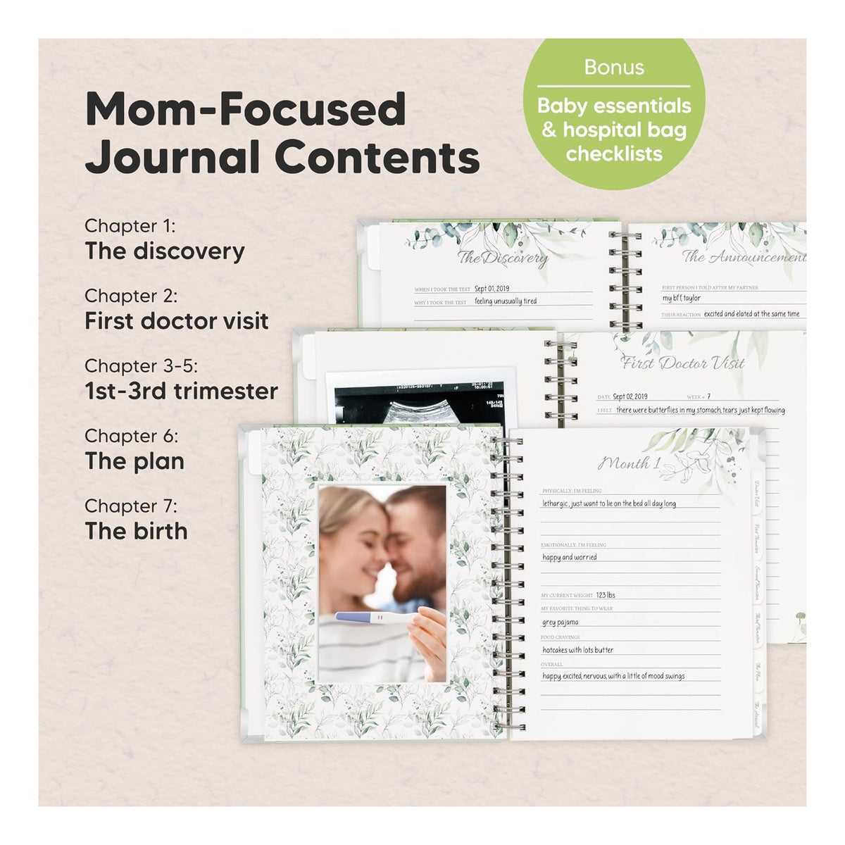 Pregnancy Journal for First Time Moms Gifts - 90 Pages Hardcover Pregnancy Memory Book, Beautiful & Cute Baby Book Keepsake, Ultrasound Baby Scrapbook, Mom To Be Gift