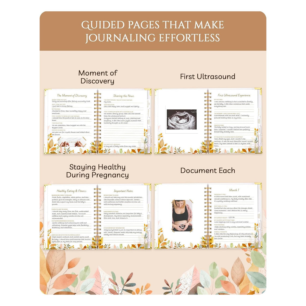Pregnancy Journal – 82 Page Hardcover Memory Book for Expecting Moms | Beautiful & Thoughtful Mom to Be Gift, Pregnancy Book for First Time Moms, Ultrasound Baby Picture Pocket