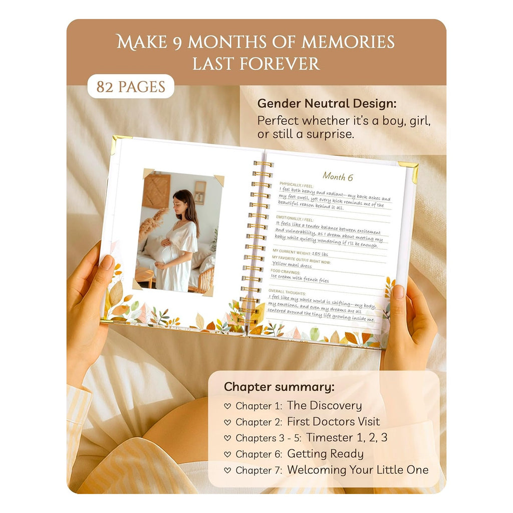 Pregnancy Journal – 82 Page Hardcover Memory Book for Expecting Moms | Beautiful & Thoughtful Mom to Be Gift, Pregnancy Book for First Time Moms, Ultrasound Baby Picture Pocket