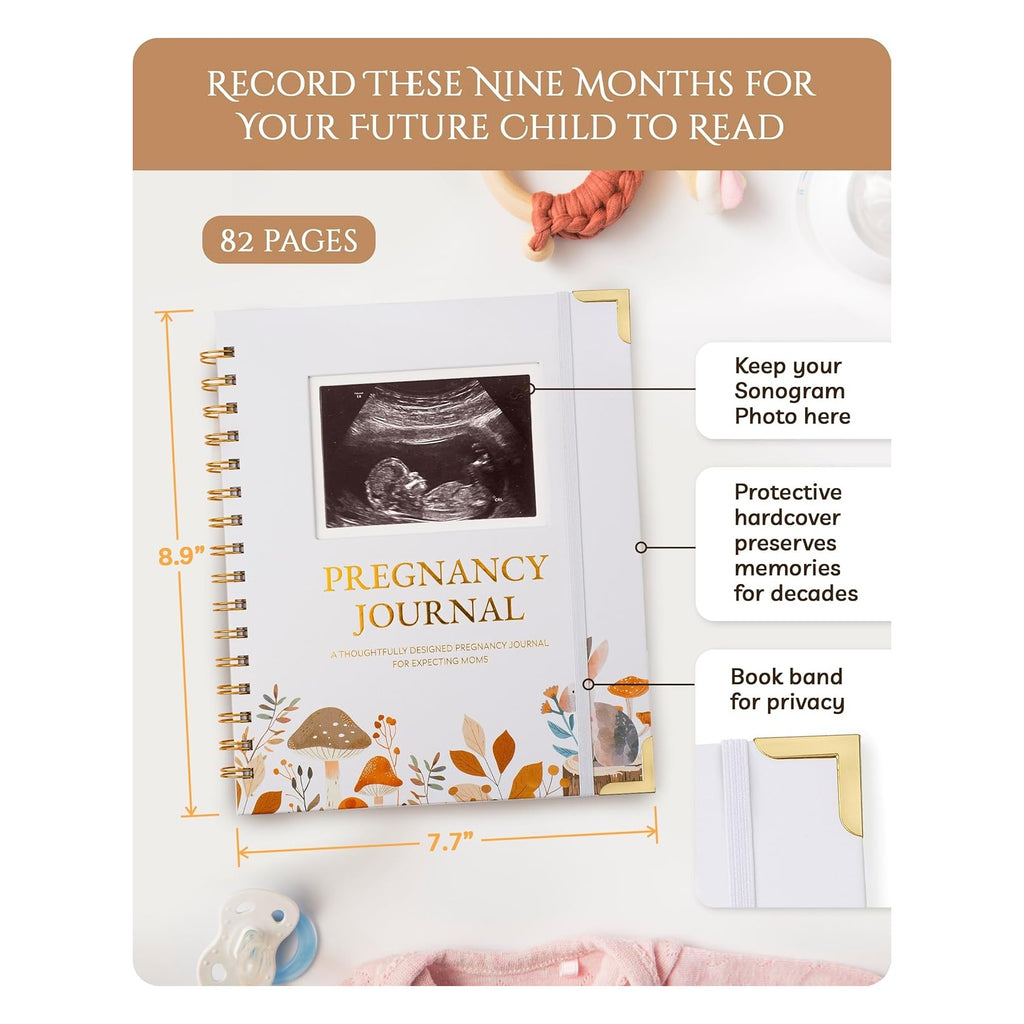 Pregnancy Journal – 82 Page Hardcover Memory Book for Expecting Moms | Beautiful & Thoughtful Mom to Be Gift, Pregnancy Book for First Time Moms, Ultrasound Baby Picture Pocket