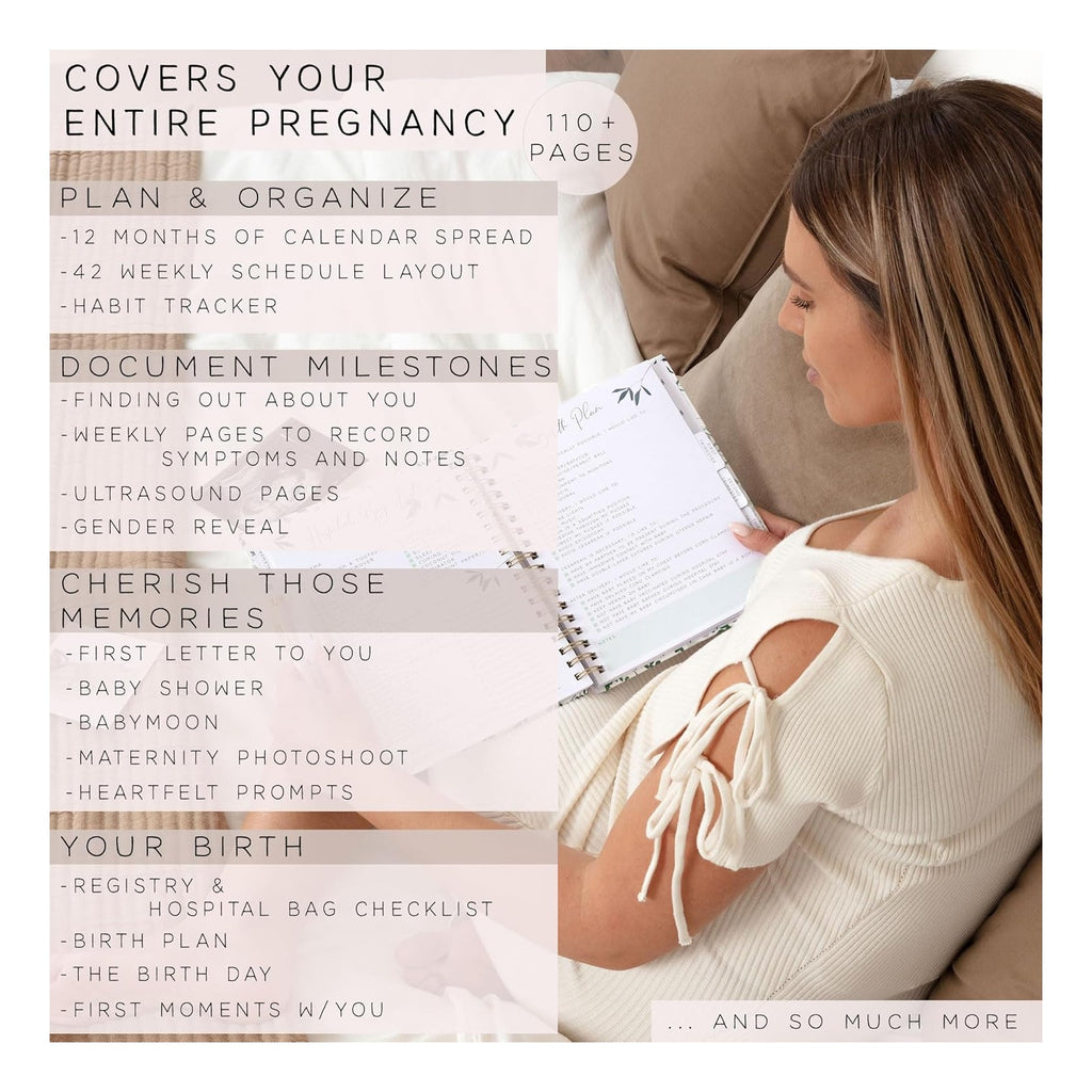 Pregnancy Journal for First Time Moms | Weekly Pregnancy Tracker & Baby Book | 200-Page Maternity Journal | Pregnancy Must Haves Keepsake Gift | Premium Hardcover Pregnancy Book for Expecting Moms