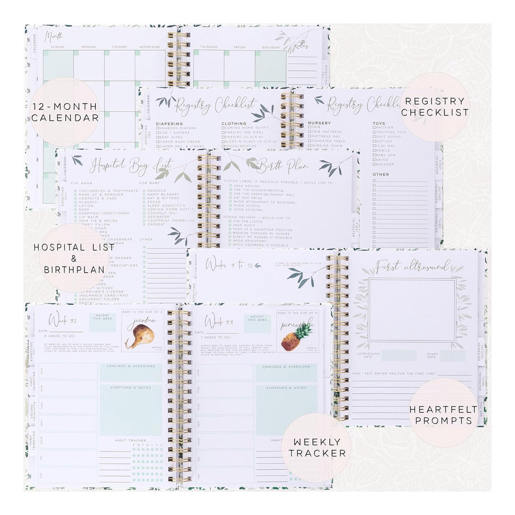 Pregnancy Journal for First Time Moms | Weekly Pregnancy Tracker & Baby Book | 200-Page Maternity Journal | Pregnancy Must Haves Keepsake Gift | Premium Hardcover Pregnancy Book for Expecting Moms