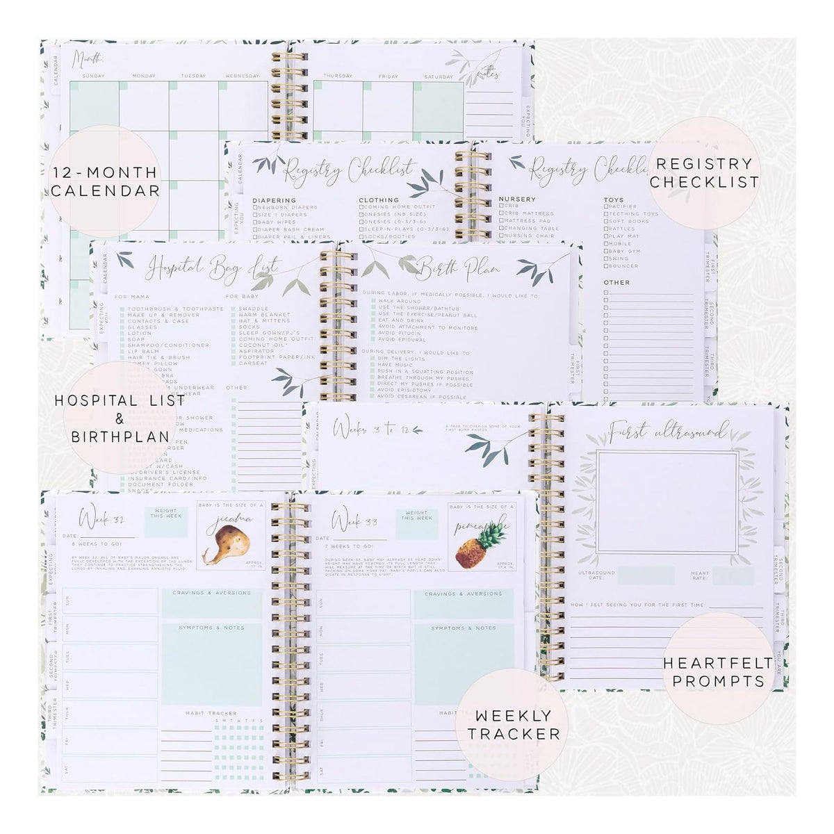 Pregnancy Journal for First Time Moms | Weekly Pregnancy Tracker & Baby Book | 200-Page Maternity Journal | Pregnancy Must Haves Keepsake Gift | Premium Hardcover Pregnancy Book for Expecting Moms